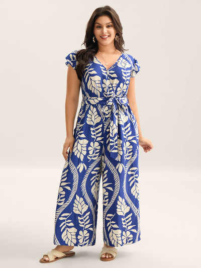 City Chic Plus Size Botanical Jumpsuit - Off-Shoulder Wide Leg Romper With Floral Print
