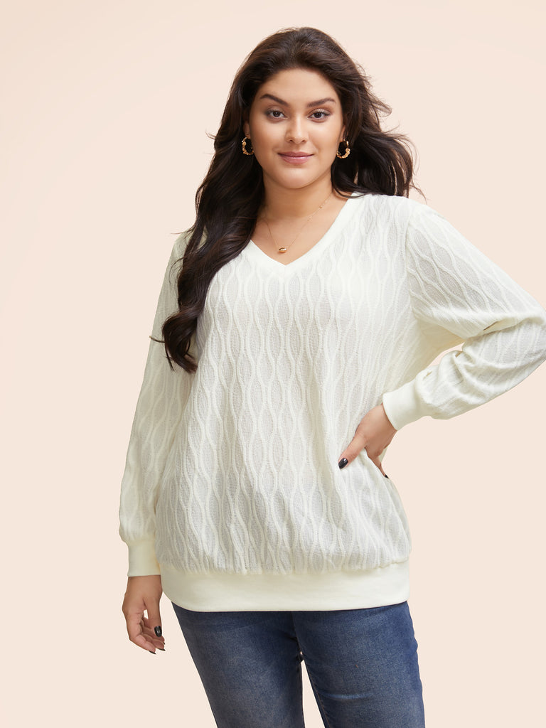 Rib Knit Plain Elastic Cuffs Sweatshirt – BloomChic