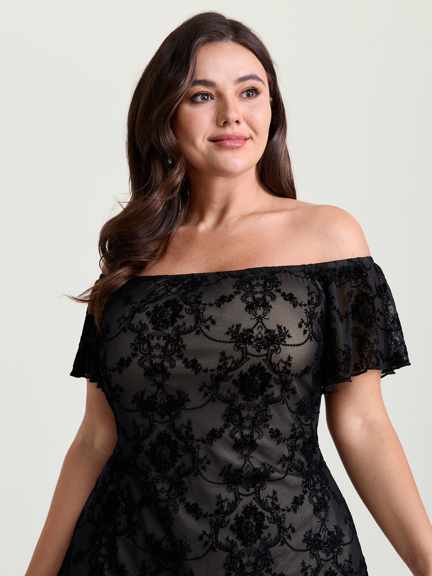 Flocked Floral Off-Shoulder T-Shirt – BloomChic