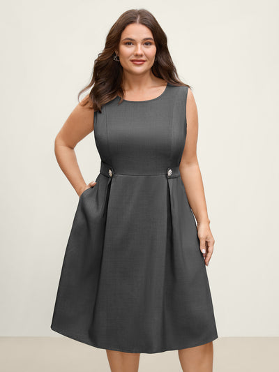 BELAROI Women's Plus Size Summer Sundress - Sleeveless, Scoop Neck With Pockets, Black Sunflower, 1X
