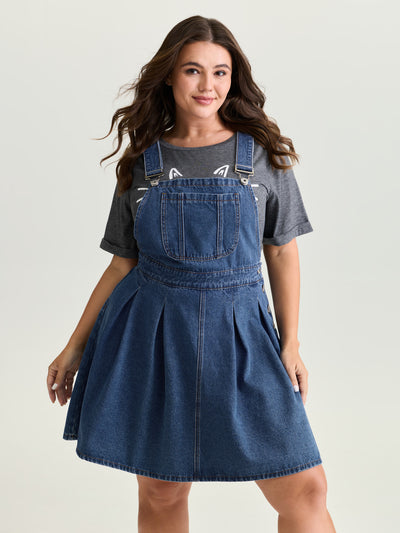white christmas dresses Final Sale Plus Size Collar Button Up Distress Denim Dress in Dark Denim