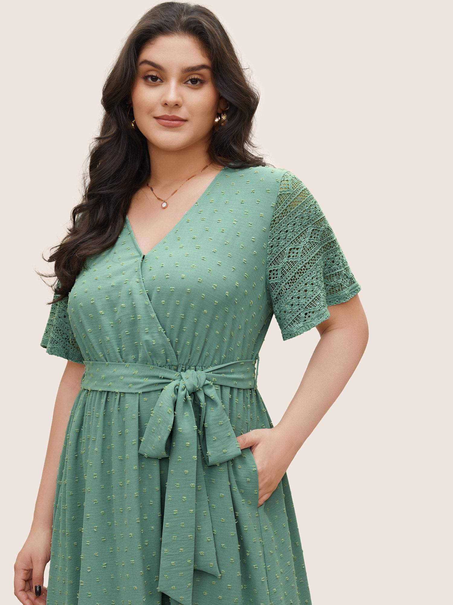 Lace ruched ruffle see through zip-up cami maxi dress