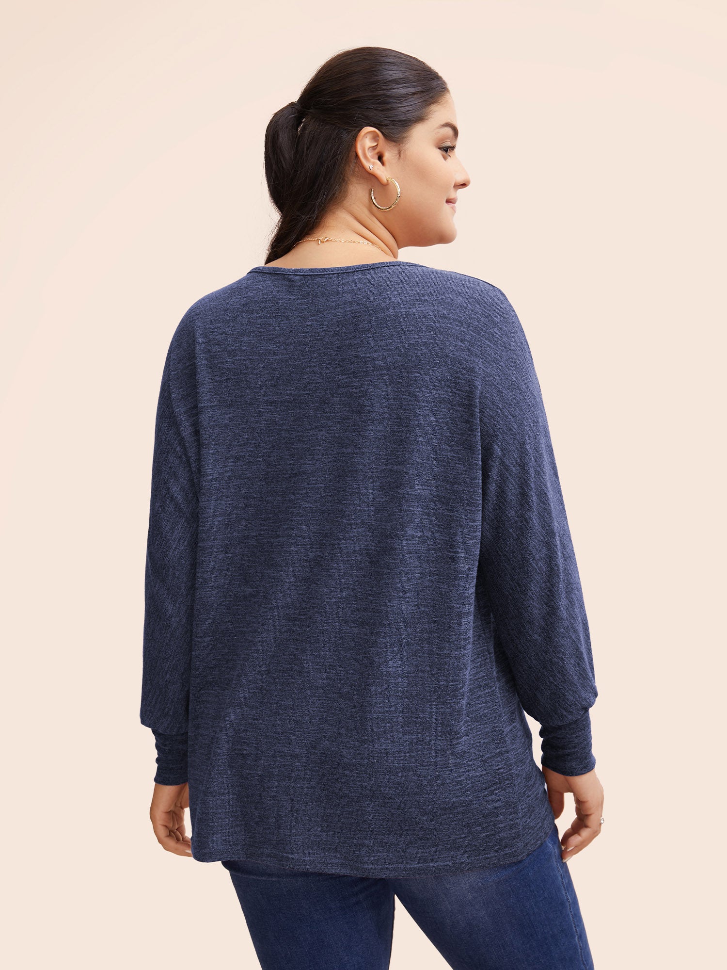 Plain Heather Elastic cuffs Dolman Sleeve T-shirt – BloomChic