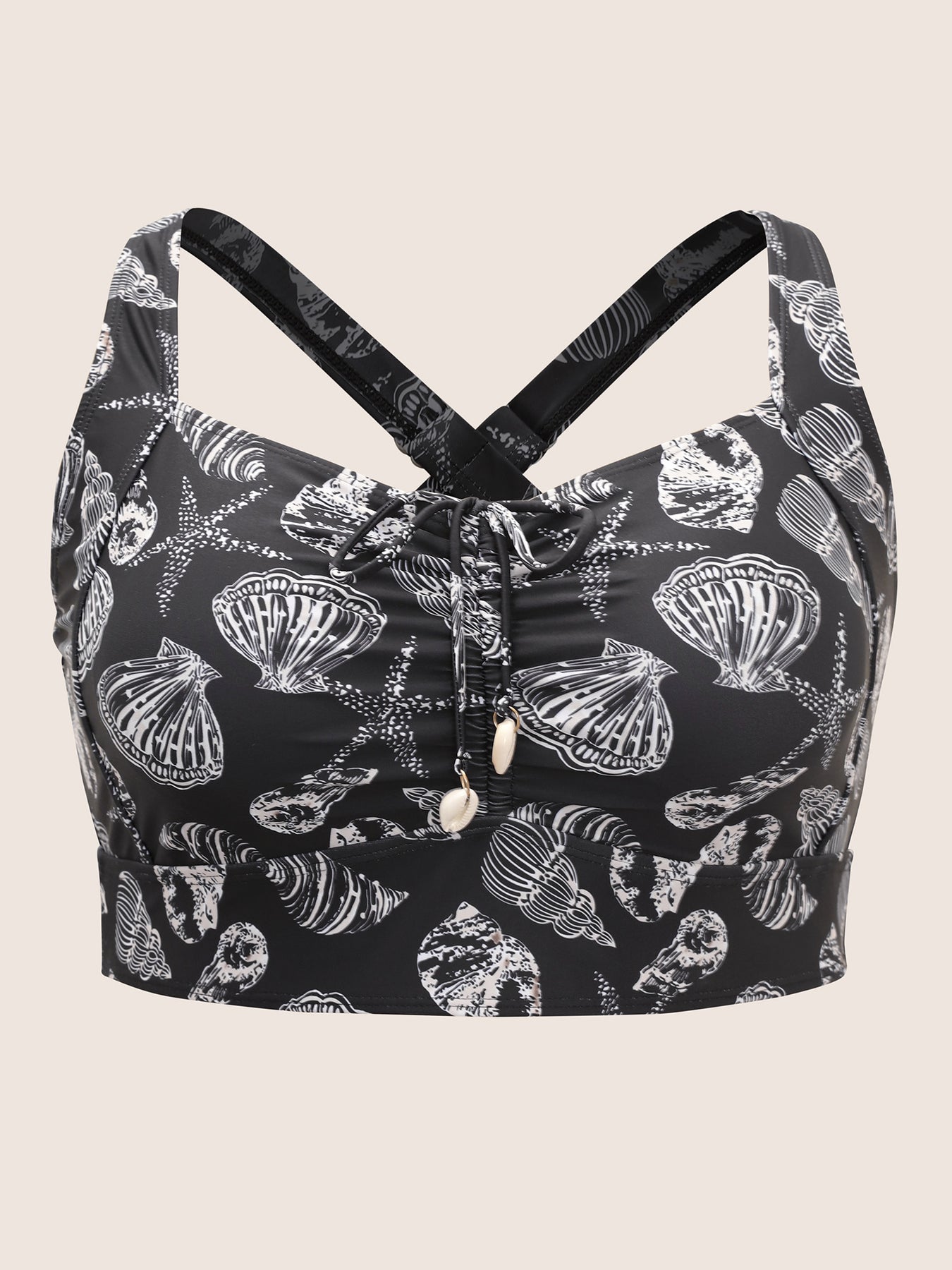 Shell Print Drawstring Ruched Skinny Swim Top – BloomChic