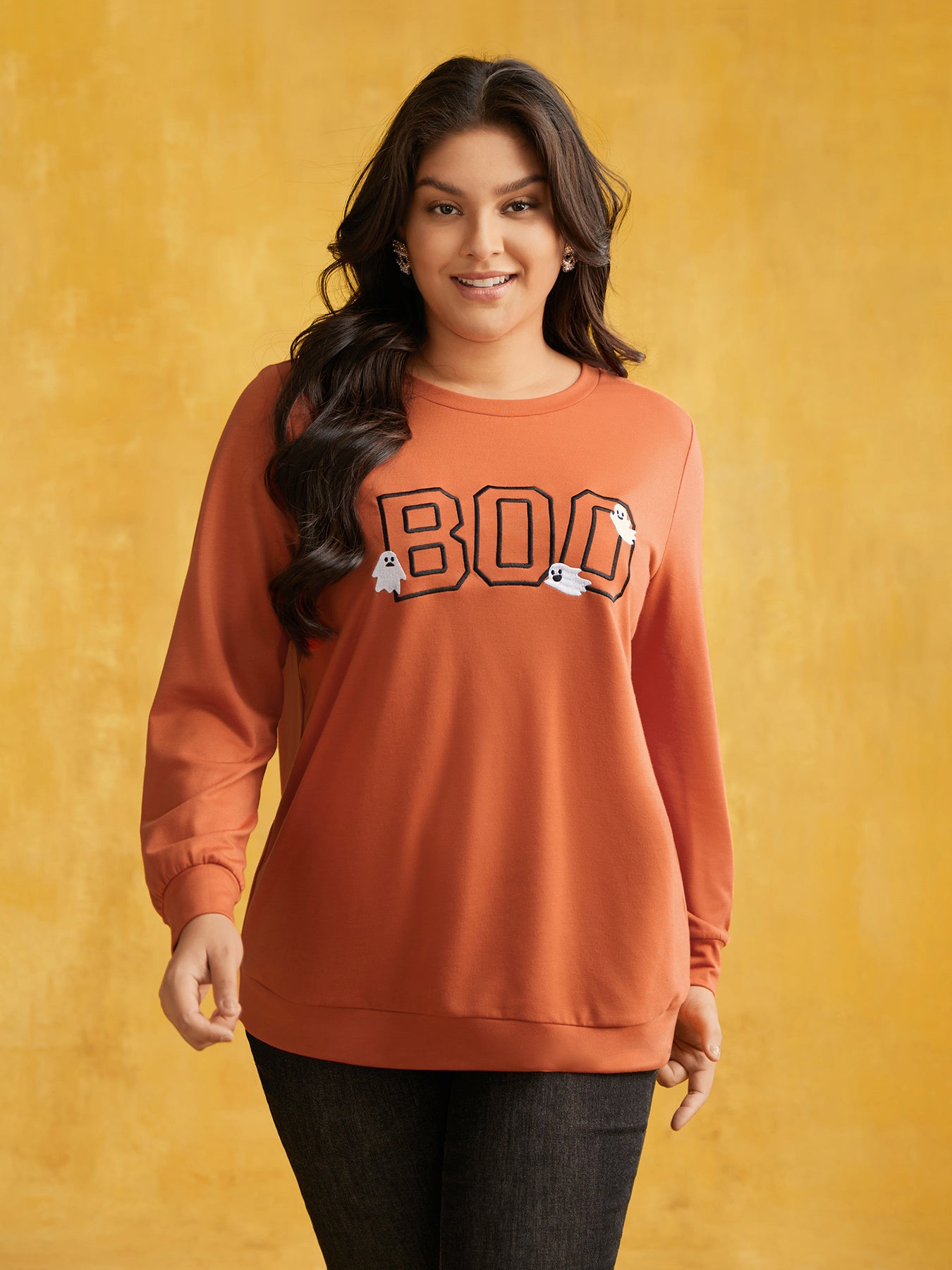 BOO Spell Printed Crew Neck Sweatshirt โ BloomChic