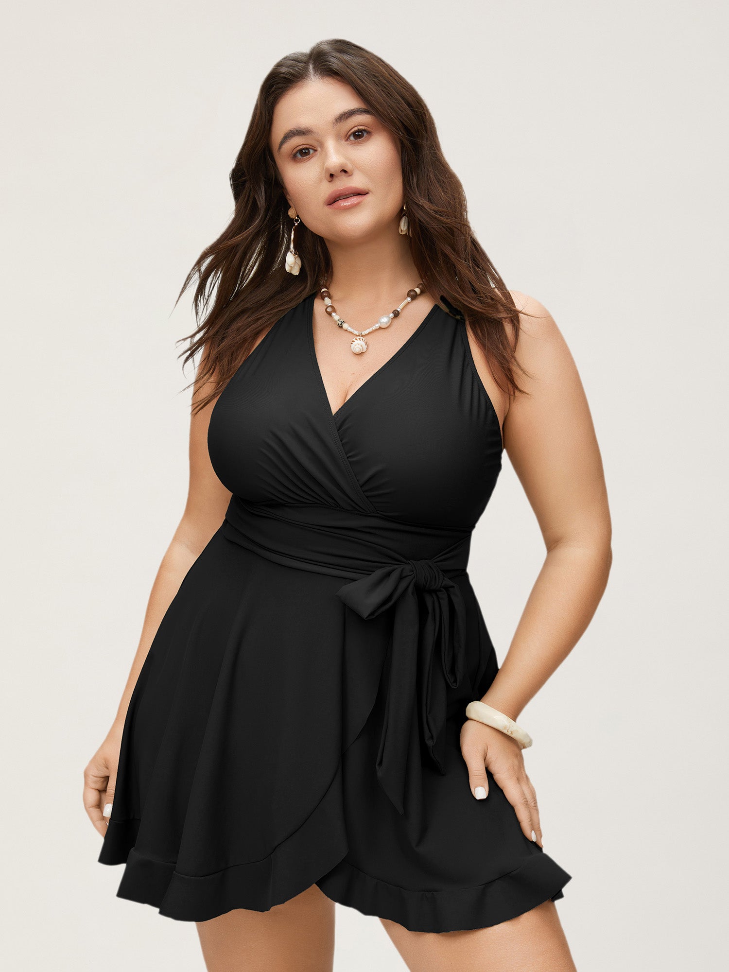 Plus Size Ties Wrap Flutters Swim Dress Women's Swimwear Cyan Beach Bodycon V-neck High stretch Bathing Suits Swim Dresses BloomChic 28/5X Plus Size Ties Wrap Flutters Swim Dress Women's Swimwear Cyan Beach Bodycon V-neck High stretch Bathing Suits Swim Dresses BloomChic 28/5X