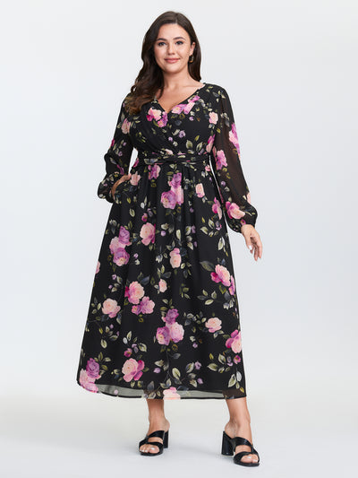 slim fit dress slacks Ever-Pretty Inclusive Plus Size Lace Long Lantern Sleeves V-Neck A-Line Summer Formal Wedding Guest Dress main image 1