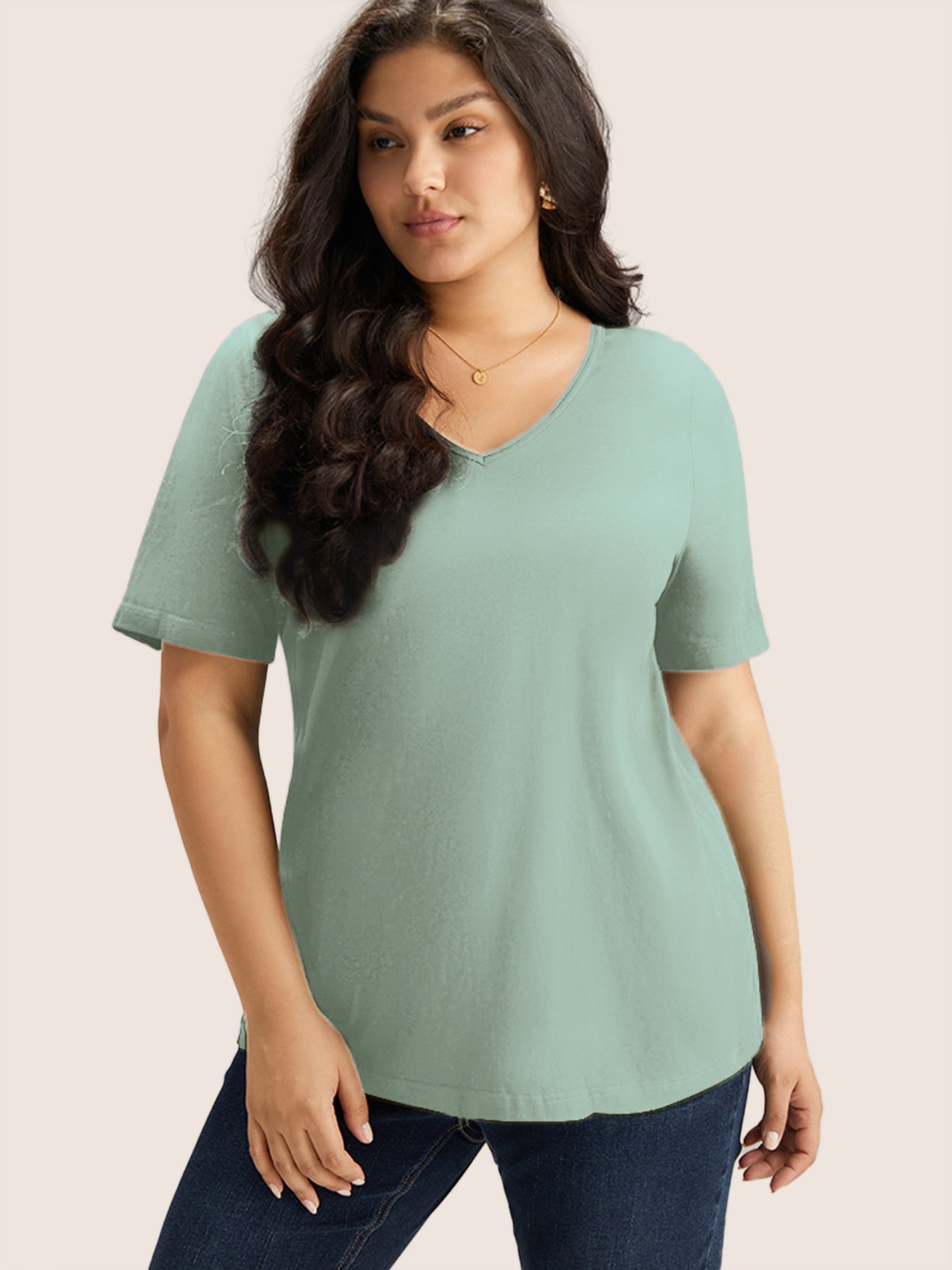 Cotton V Neck Plain Basic T-shirt – BloomChic