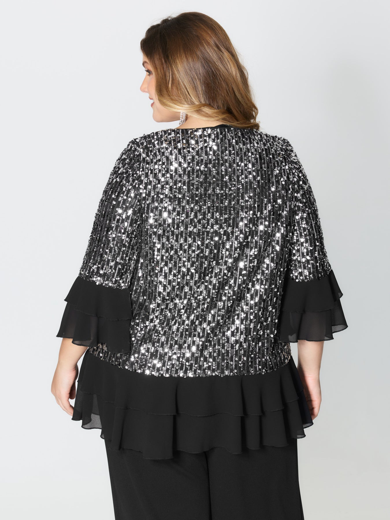 Layered Ruffled Sleeves Sequin Layered Ruffled Sleeve Blouse – BloomChic