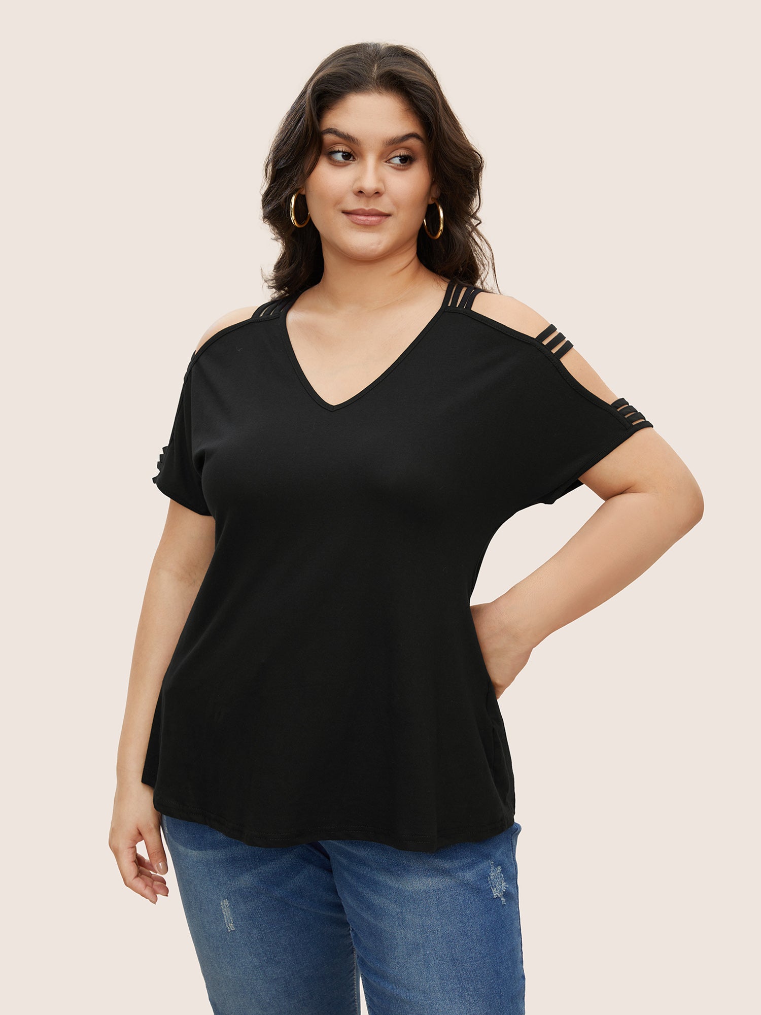 Solid Cut Out Batwing Sleeve T-shirt – BloomChic