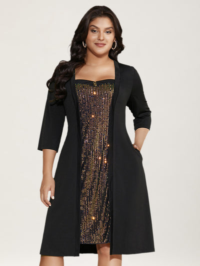 formal bloomchic dresses Petite Short Sleeve Long Black Formal Dress with Belt– PromGirl