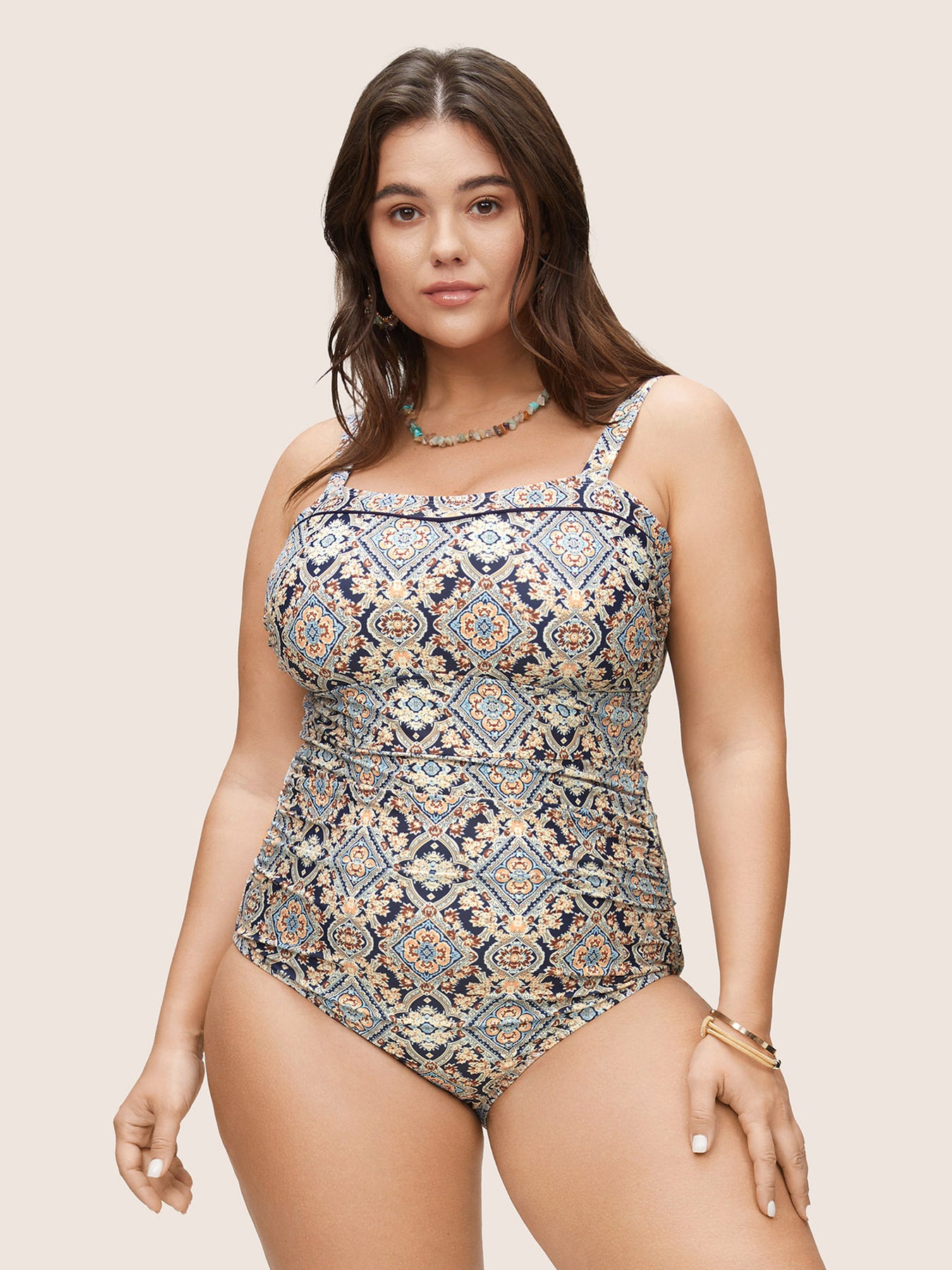 Bandana Print Ruched Cami One Piece Swimsuit BloomChic