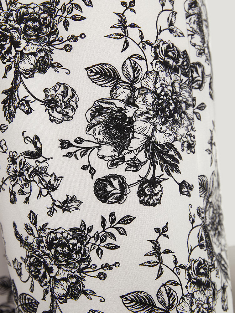 Floral Print Pocket Shirred Waist Pajama Bottoms