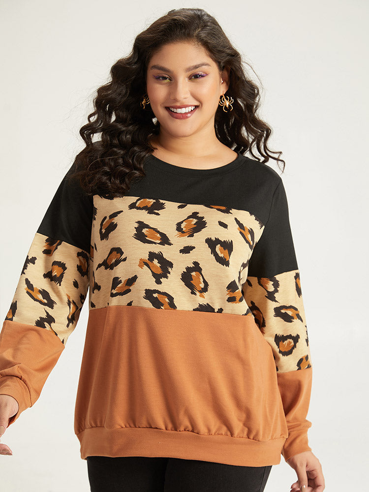 Plus size best sale leopard print sweatshirt