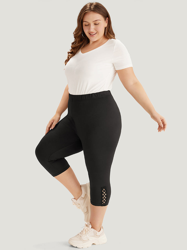 Plain Crisscross Side Patchwork High Rise Leggings
