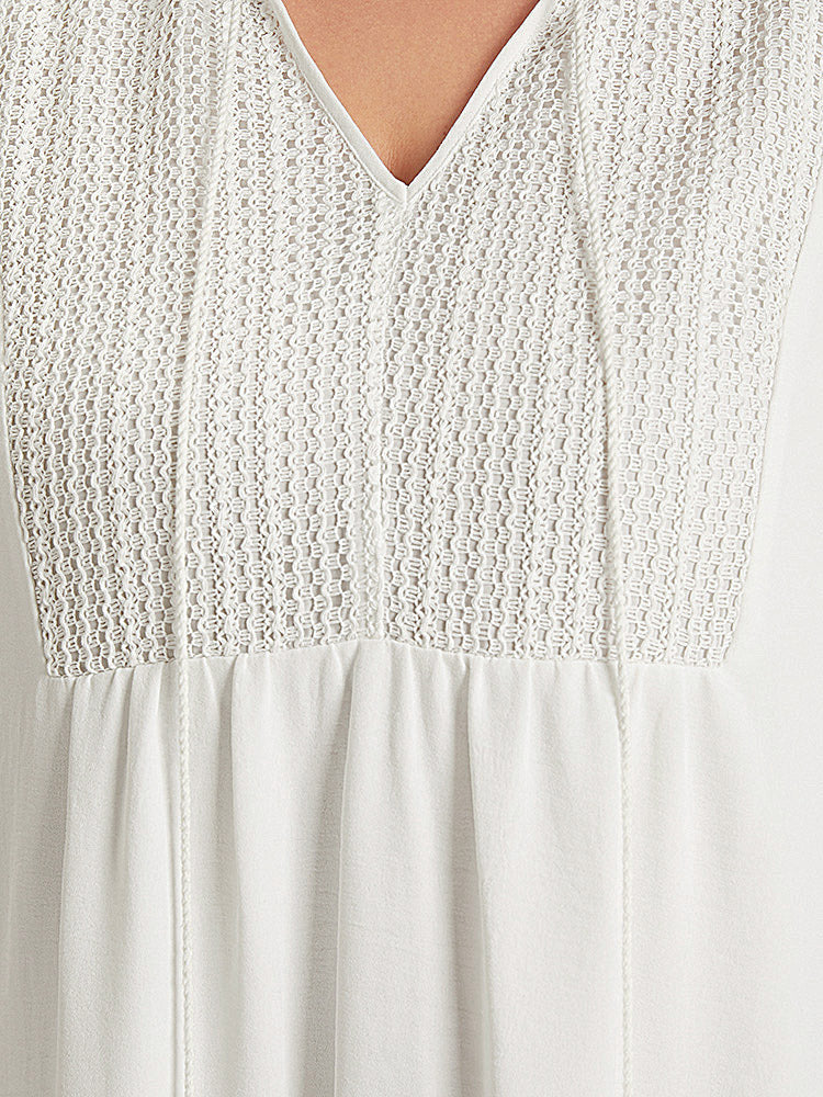 Solid Pocket Ties Tassels Bell Sleeve Dress