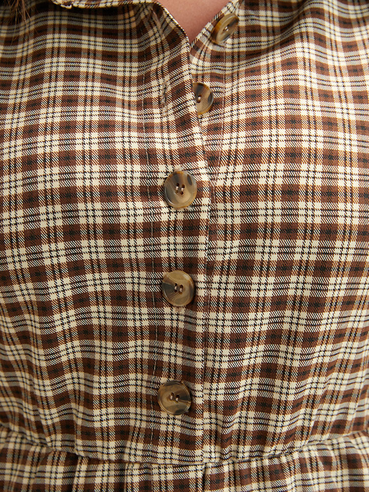 Gingham Pocket Button Up Shirt Collar Dress Without Belt – BloomChic