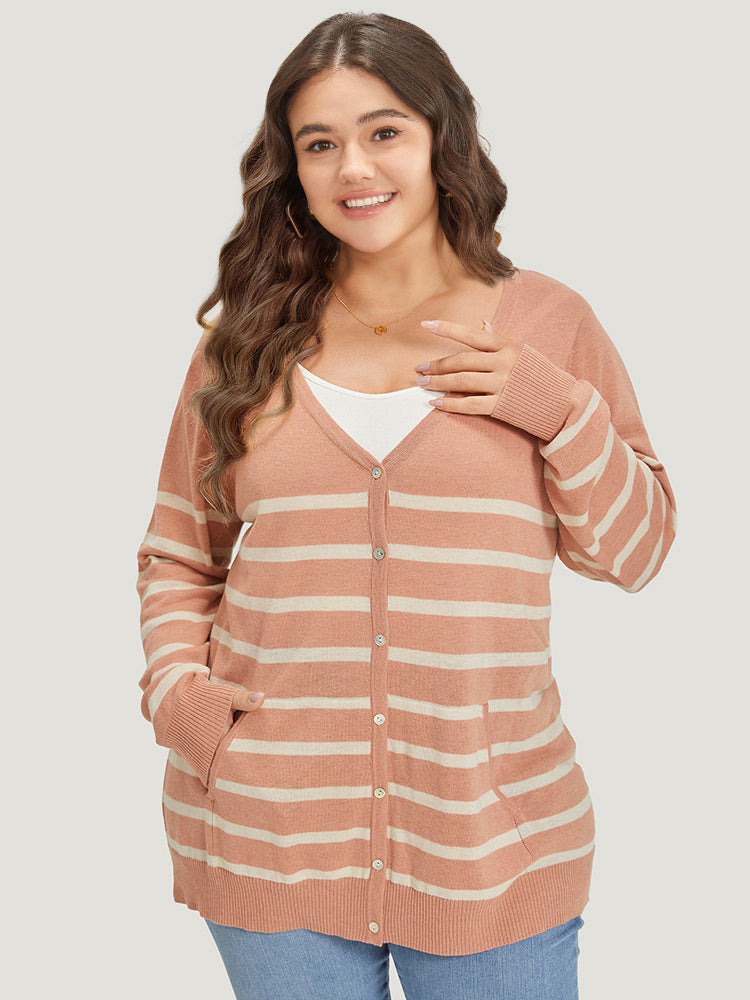 Supersoft Essentials Striped Pocket Button Through Cardigan