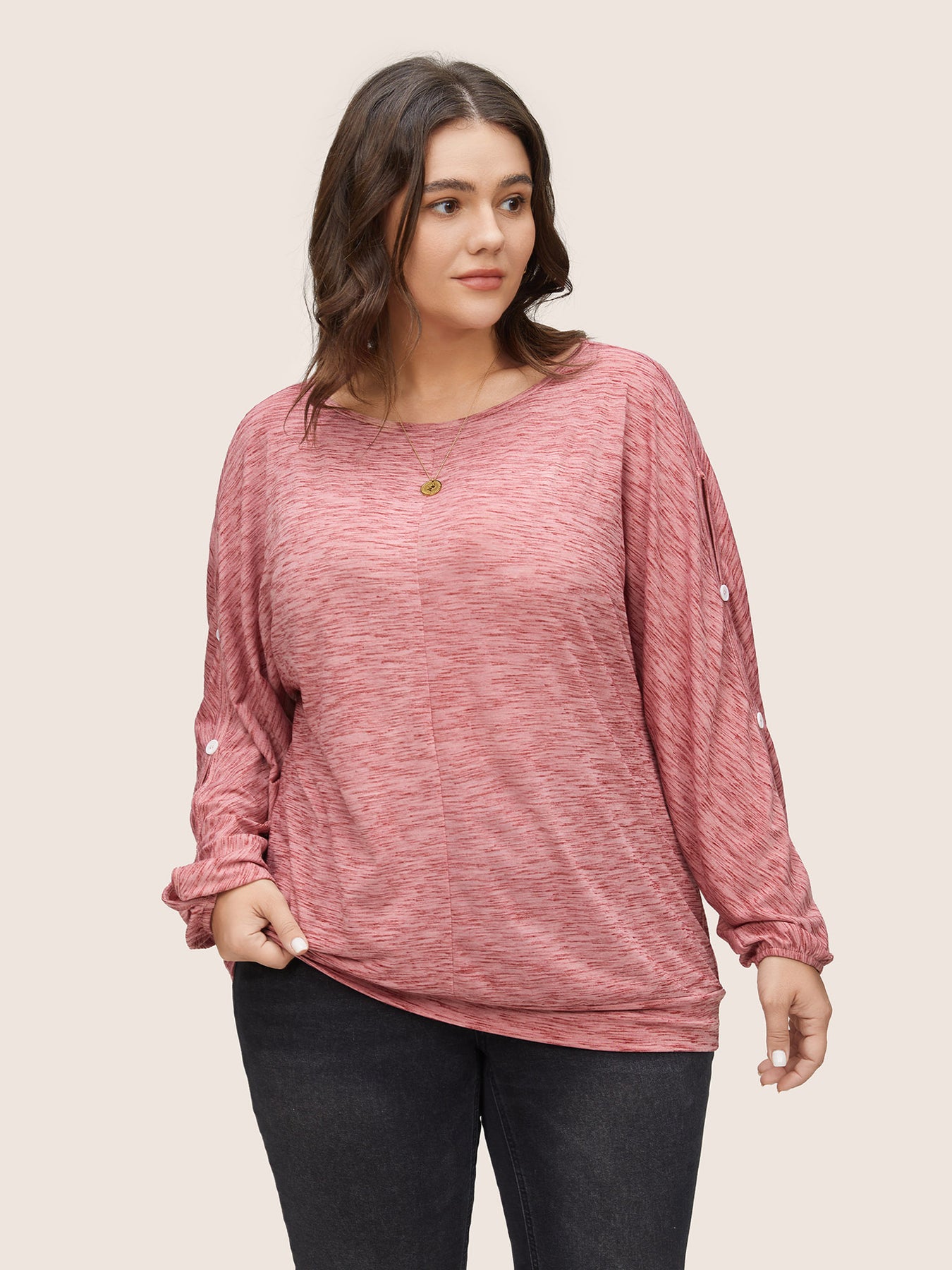 Button Detail Dolman Sleeve Top