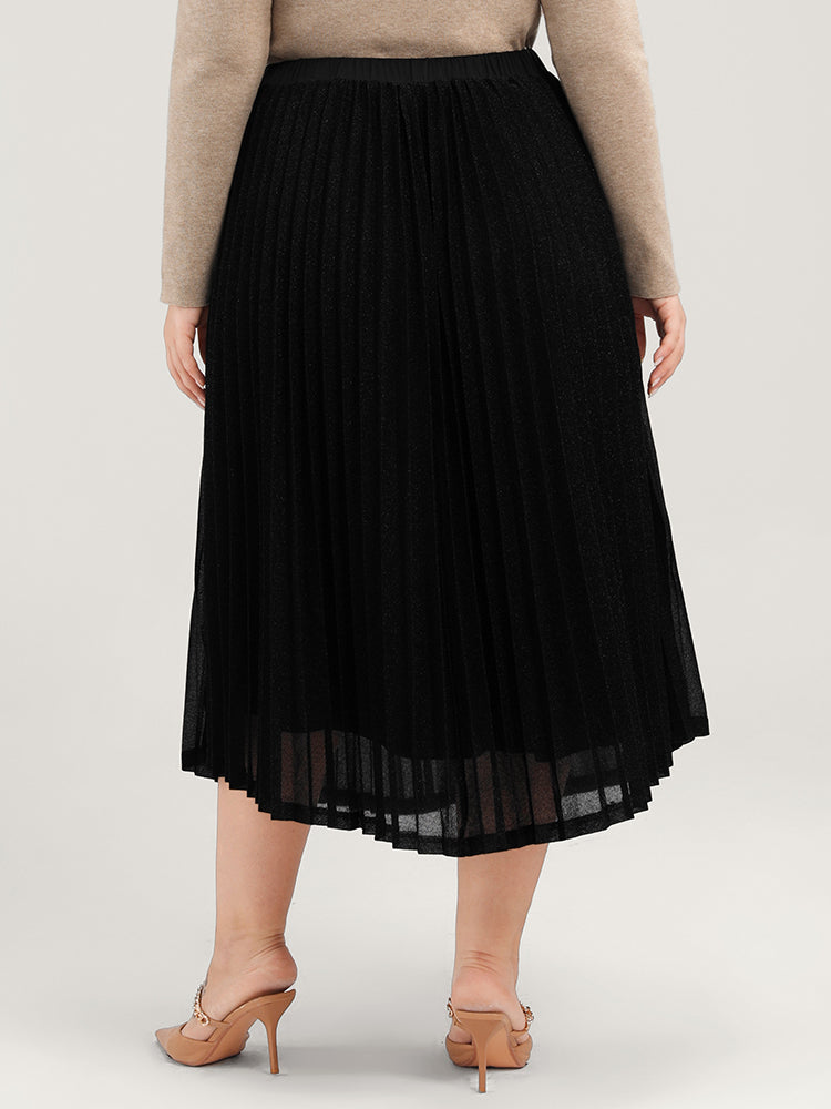 Solid Pleated Mesh Elastic Waist Skirt – BloomChic