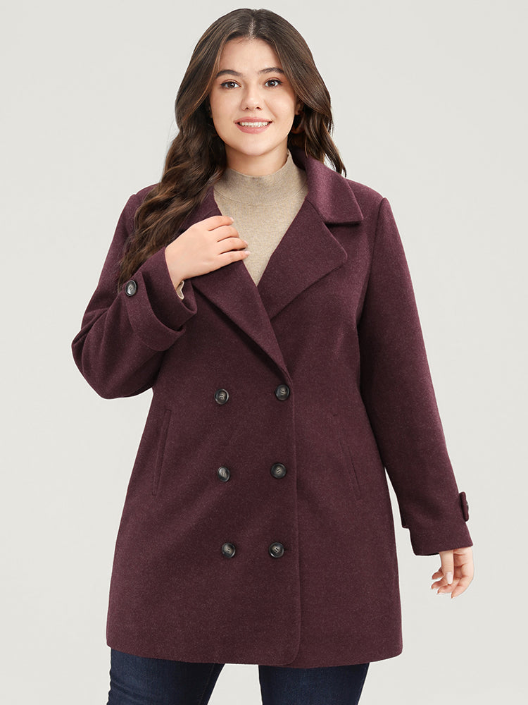 Solid Suit Collar Pocket Double Breasted Blazer