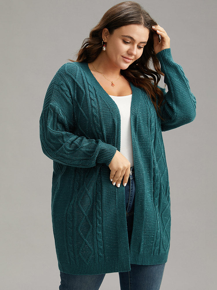Plain Cable Knit Luxe Open Front Cardigan
