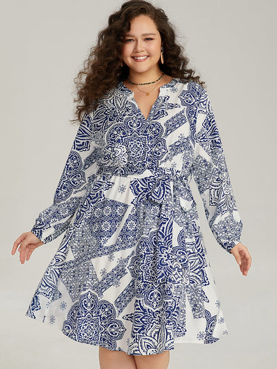 Bandana-print belted shirt dress