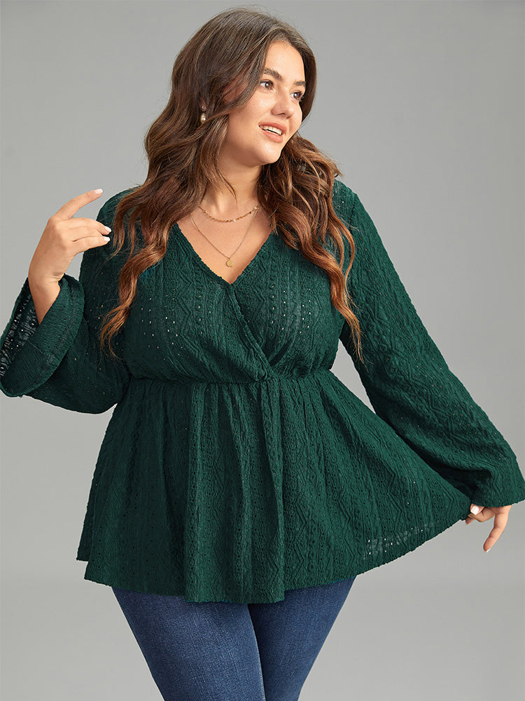 Plus Size T-shirts | Plain Broderie Anglaise Ruffles T-shirt | BloomChic