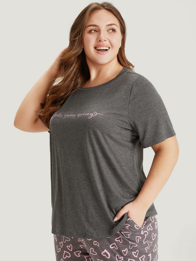 Sunday Morning Print Heather Pajama Top