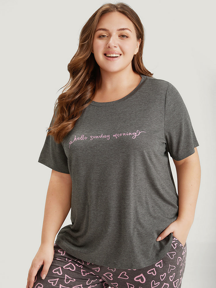 Sunday Morning Print Heather Pajama Top