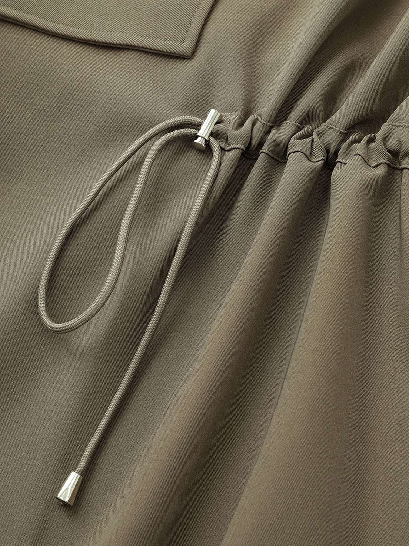 Solid Drawstring Asymmetrical Neck Tab Sleeve Jacket – BloomChic