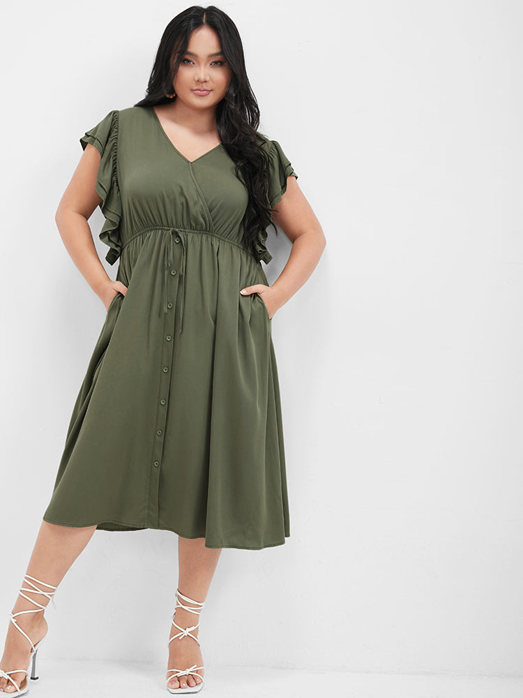 Ruffled Pocket Midi Dress