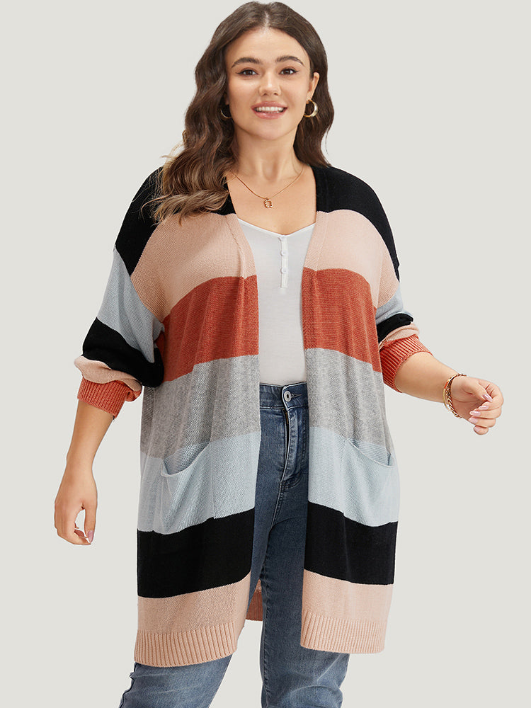 Plus size color block cardigan store