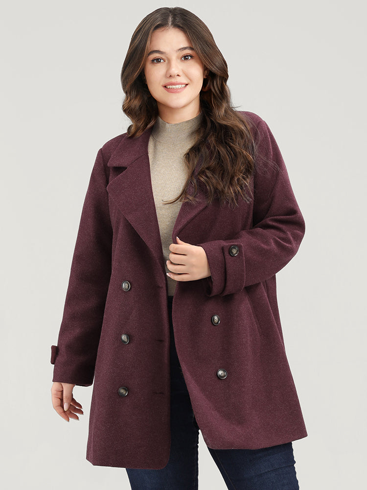 Solid Suit Collar Pocket Double Breasted Blazer