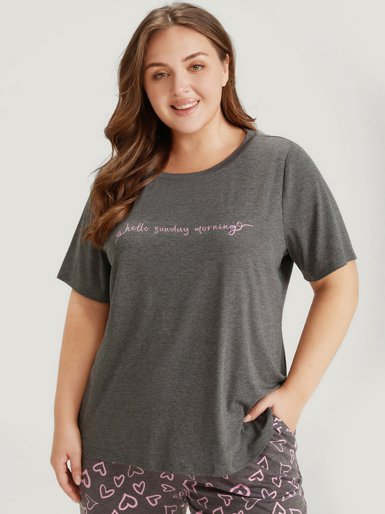Sunday Morning Print Heather Pajama Top