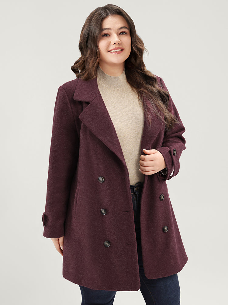 Solid Suit Collar Pocket Double Breasted Blazer