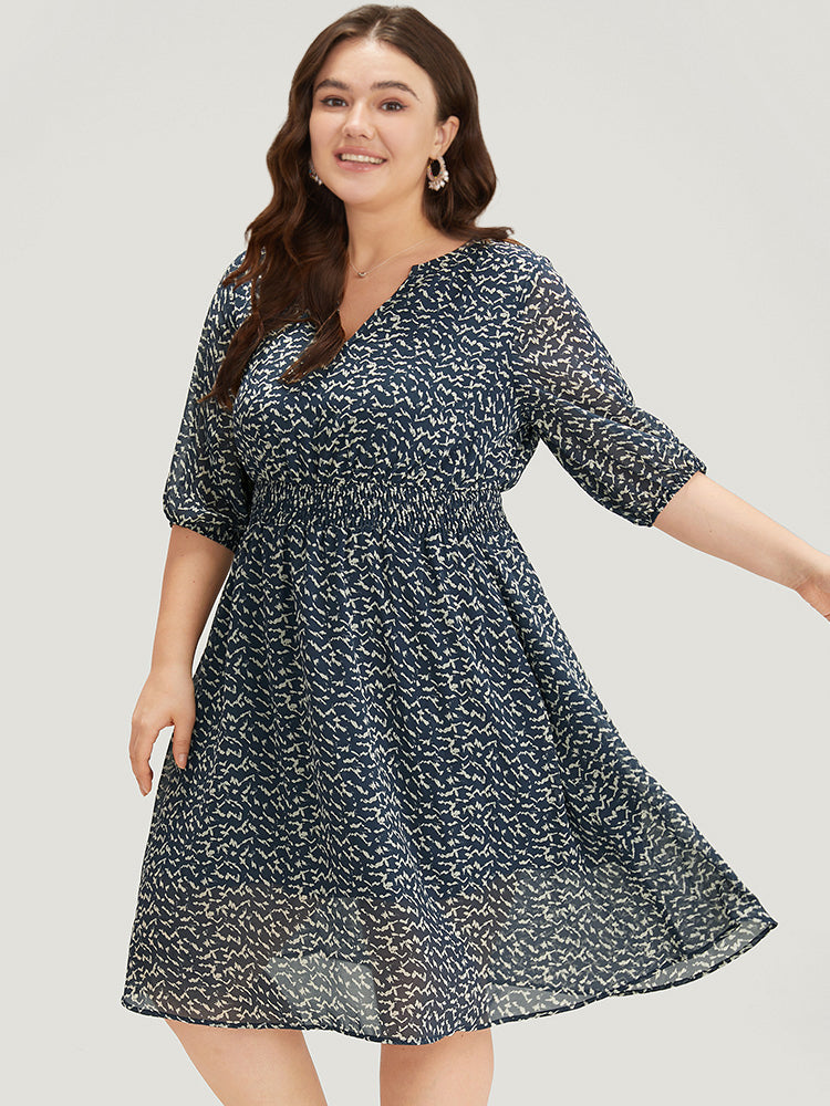 Bird Print Dress Plus Size