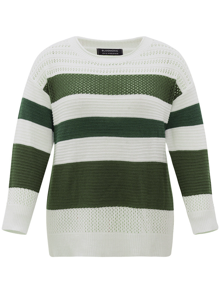 Two Tone Colorblock Patchwork Cut Out Pullover