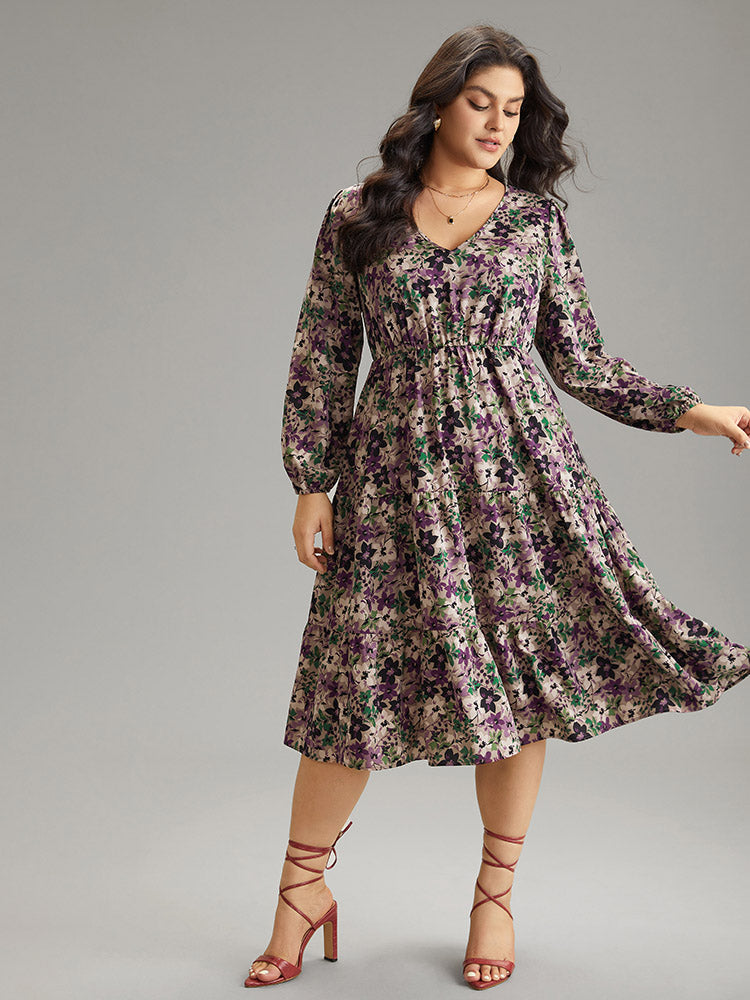 Gathered Ruffle Floral Gathered Ruffle Layered Hem Dress – BloomChic