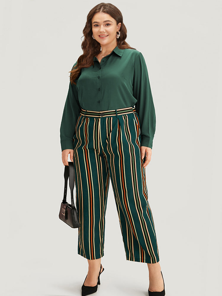Striped Pocket Elastic Waist Woven Pants