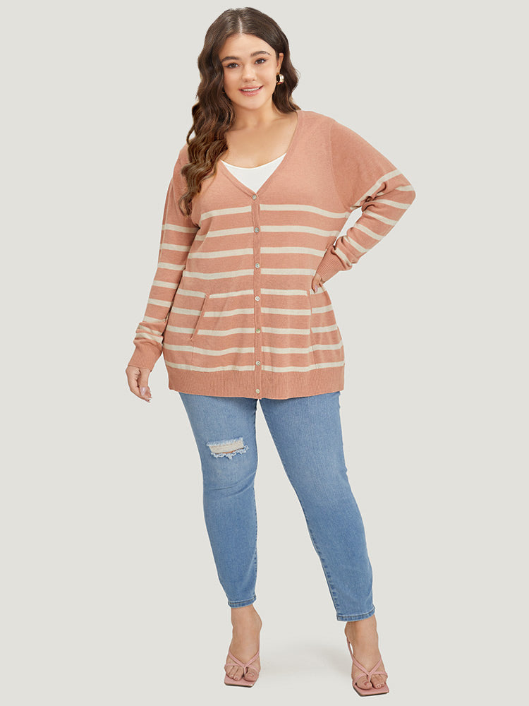 Supersoft Essentials Striped Pocket Button Through Cardigan