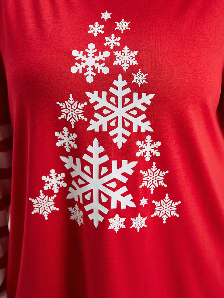 Snowflake Striped Patchwork T-shirt