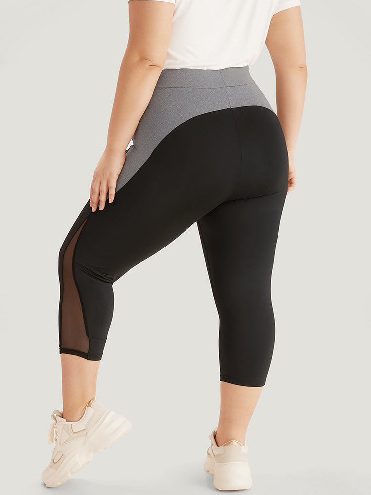 Contrast Patchwork Mesh Skinny High Rise Leggings