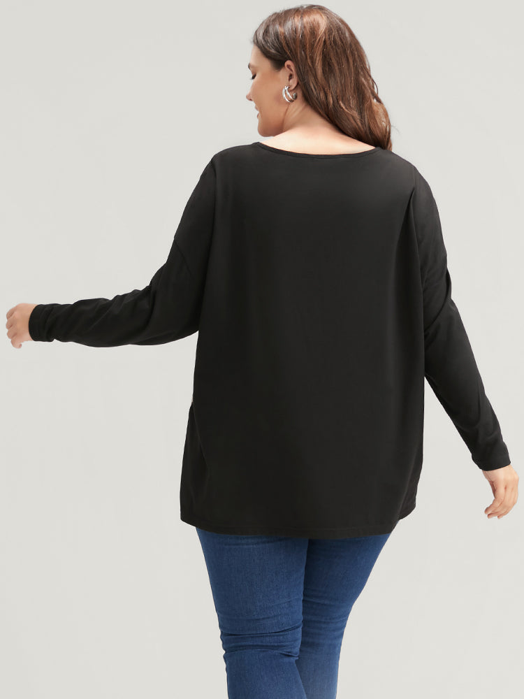 Leopard Drop Shoulder Split Long Tee