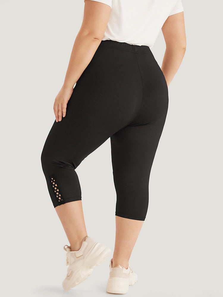 Plain Crisscross Side Patchwork High Rise Leggings