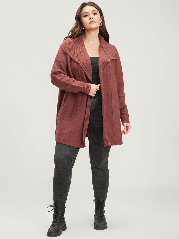 Solid Soft Sexy Yarn Knit Lapel Collar Open Front Cardigan