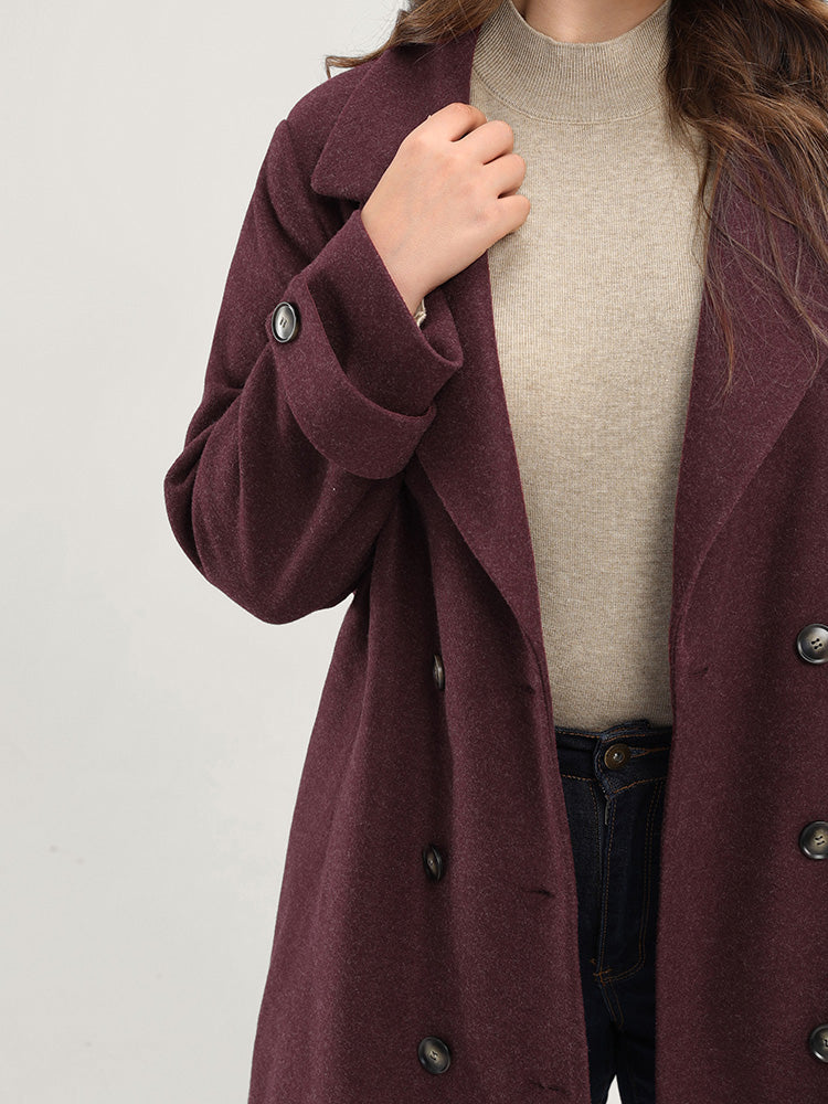 Solid Suit Collar Pocket Double Breasted Blazer