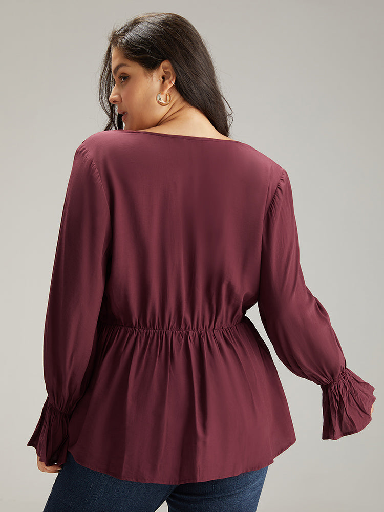 burgundy ruffle blouse