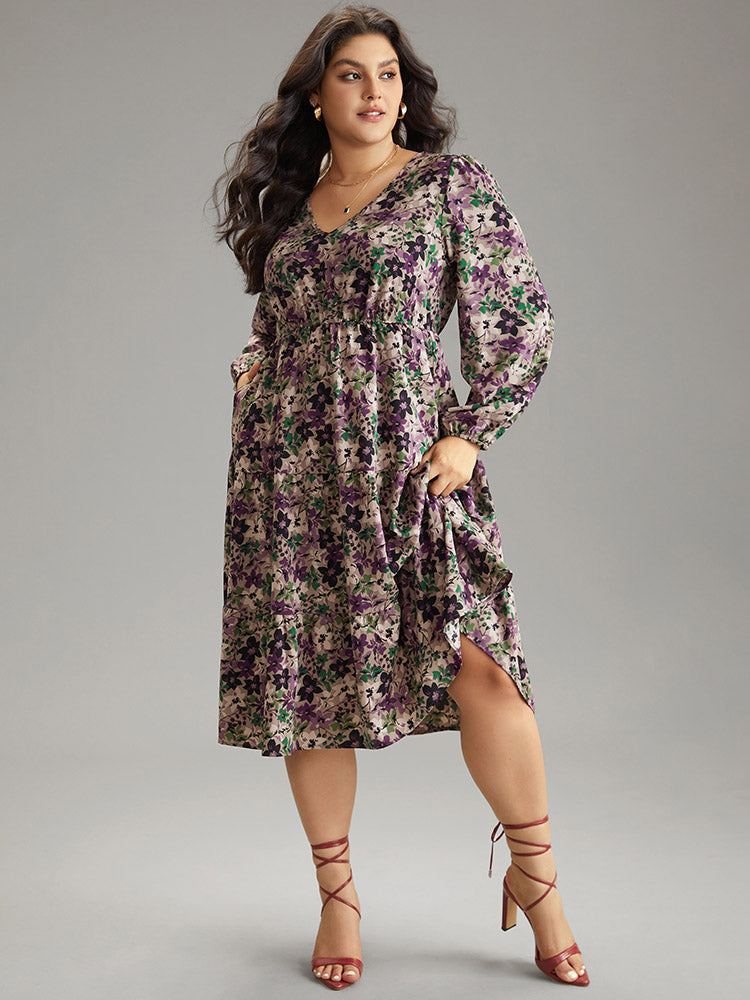 Floral Gathered Ruffle Layered Hem Dress – BloomChic