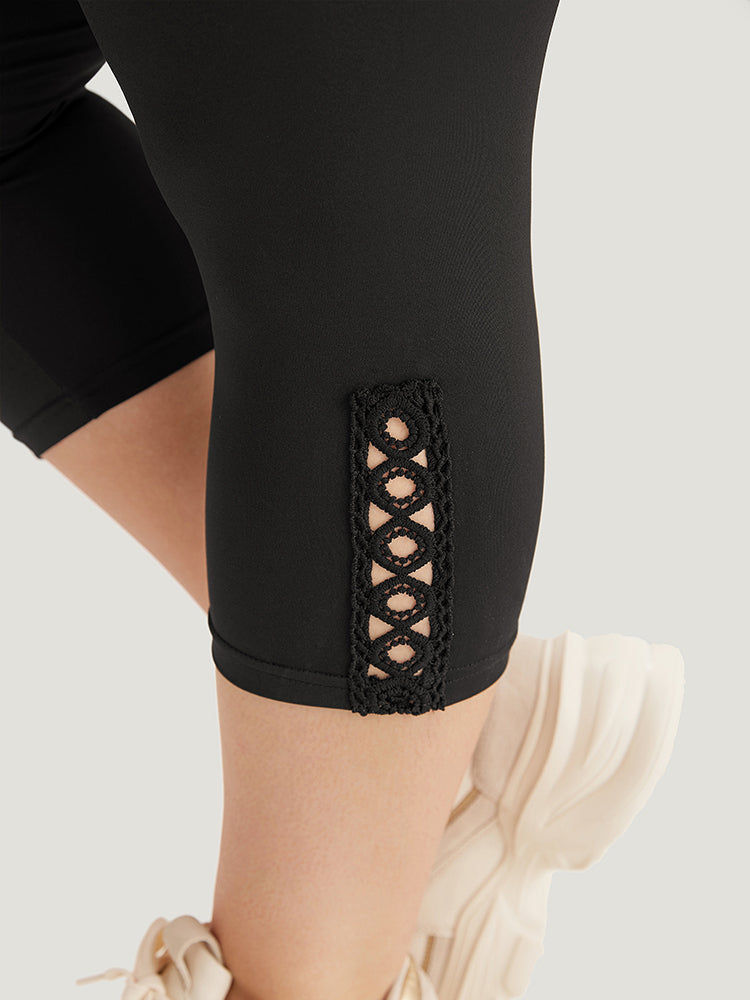 Plain Crisscross Side Patchwork High Rise Leggings